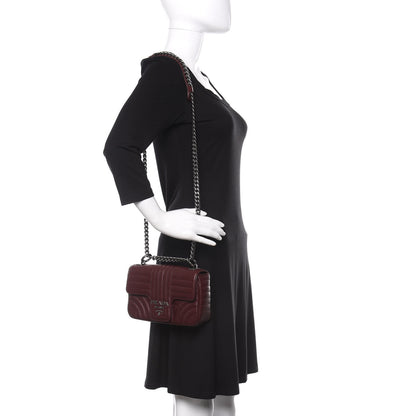 Prada Soft Calfskin Impunture Diagramme Small Chain Flap Shoulder Bag Granato 2 of 9