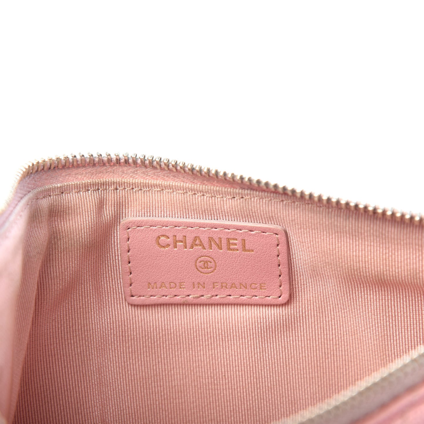 Iridescent Caviar Quilted Classic Flat Wallet Pouch Pink