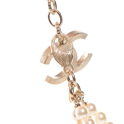 Chanel Pearl Beaded CC Lariat Necklace Gold 4 of 5