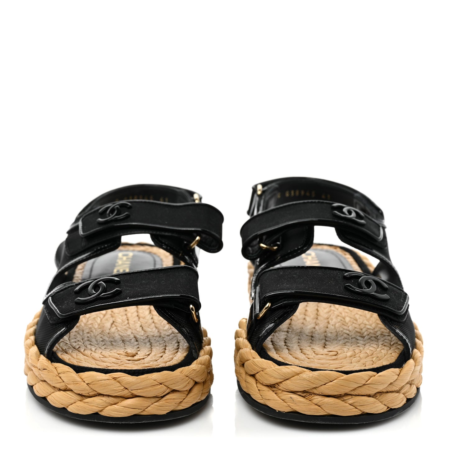 Mesh Patent Calfskin Velcro Dad Sandals 41 Black