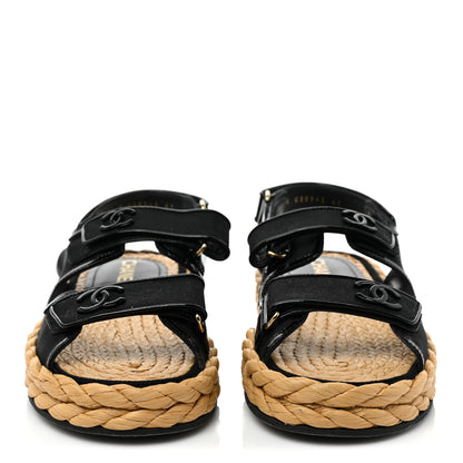 Chanel Mesh Patent Calfskin Velcro Dad Sandals 41 Black 2 of 8