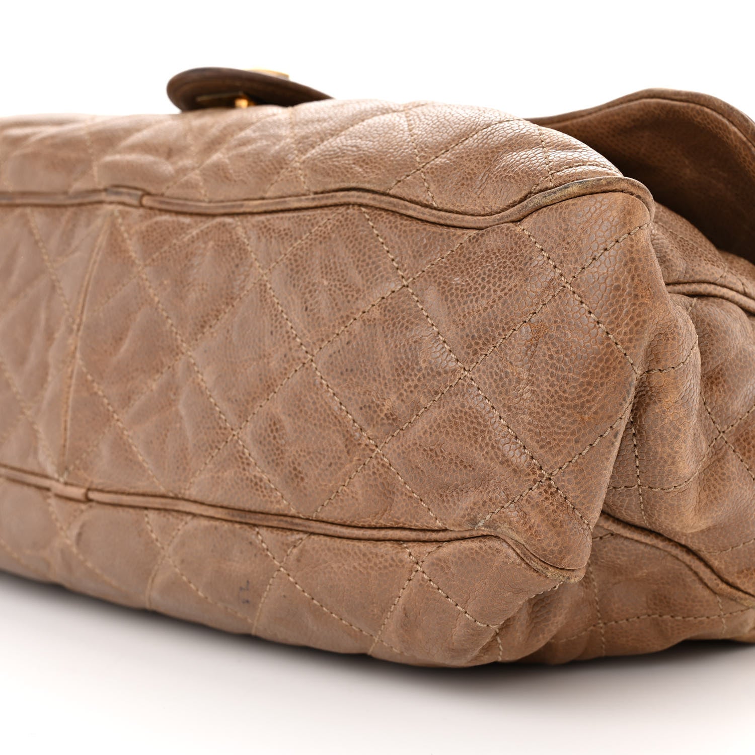 Chanel Crumpled Caviar Quilted Large Shiva Flap Beige 10 of 16