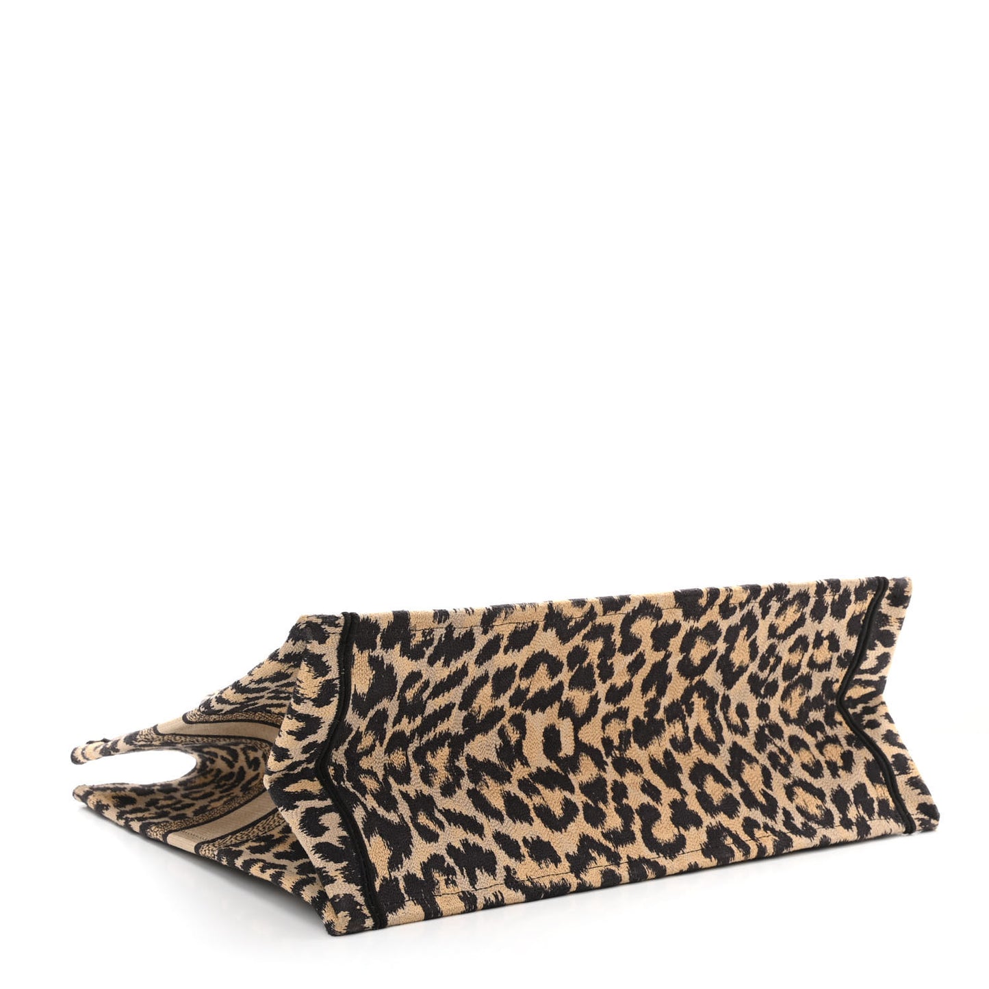 Canvas Mizza Embroidered Large Leopard Book Tote Beige