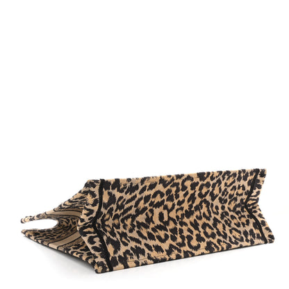 Christian Dior Canvas Mizza Embroidered Large Leopard Book Tote Beige 4 of 11