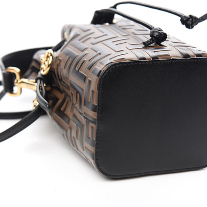 Fendi Vitello Liberty F is Fendi Bi-Color FF 1974 Embossed Mini Mon Tresor Bucket Bag Maya Black 7 of 10