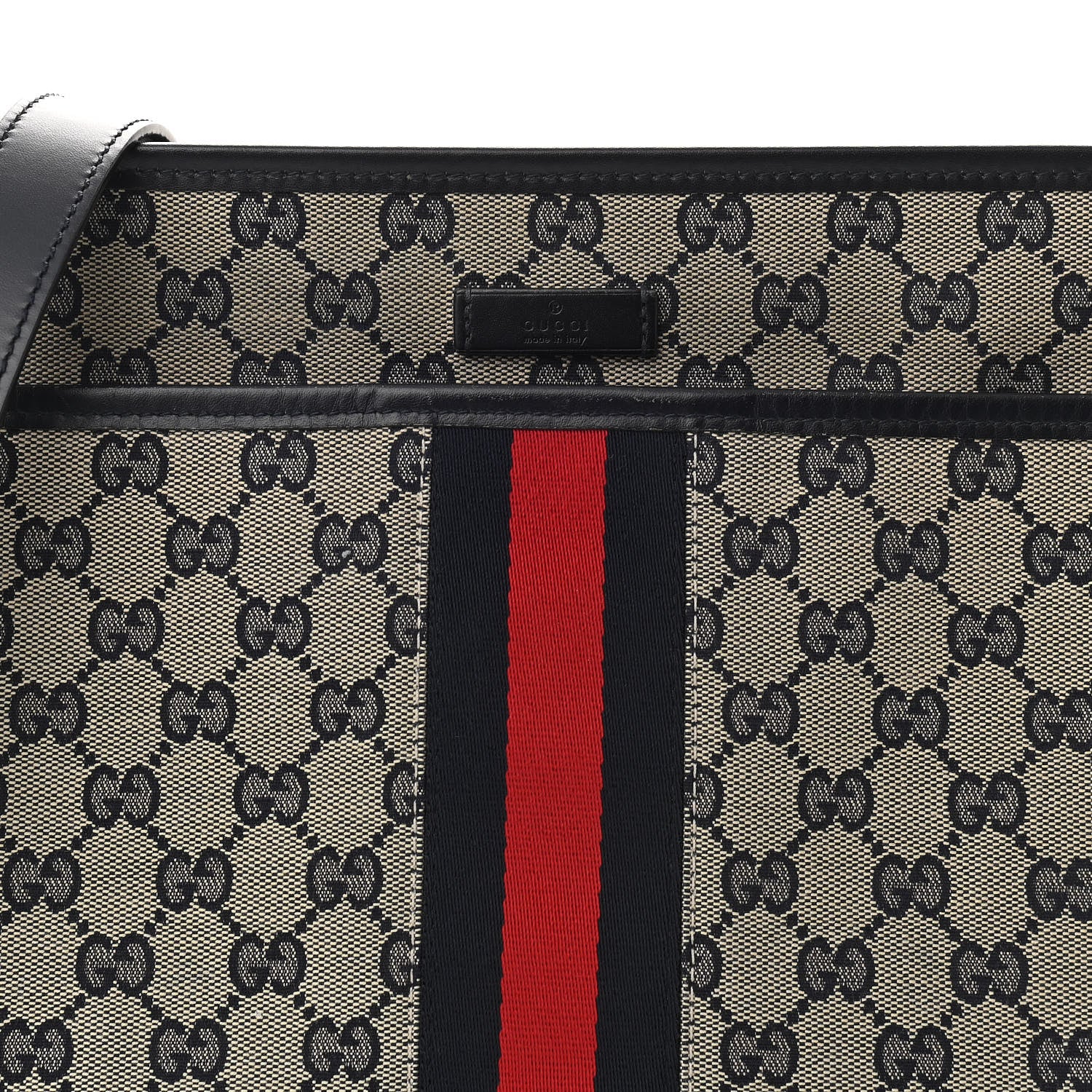 Gucci GG Supreme Monogram Web Flat Messenger Bag Navy 8 of 12