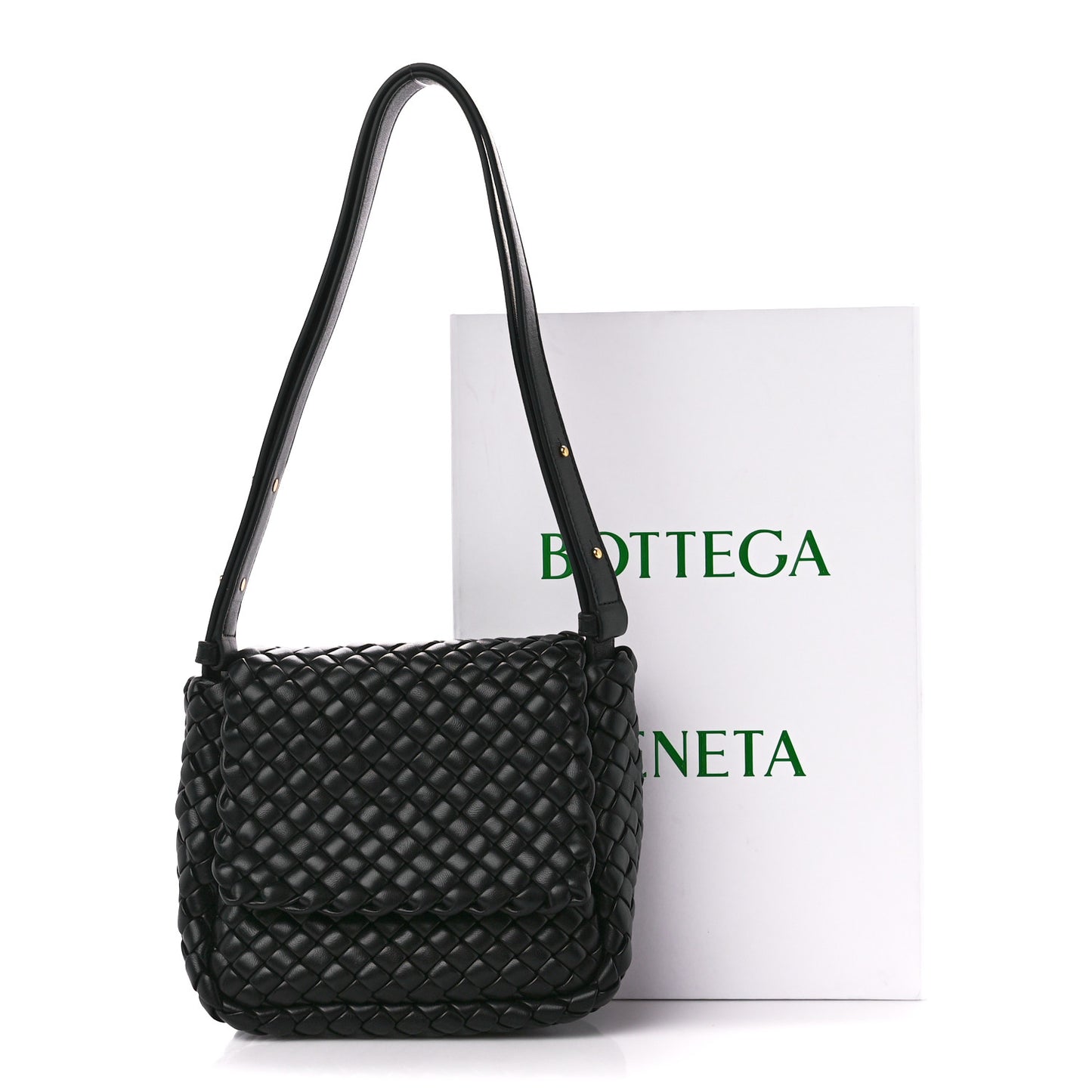 Nappa Intrecciato Small Cobble Shoulder Bag Black