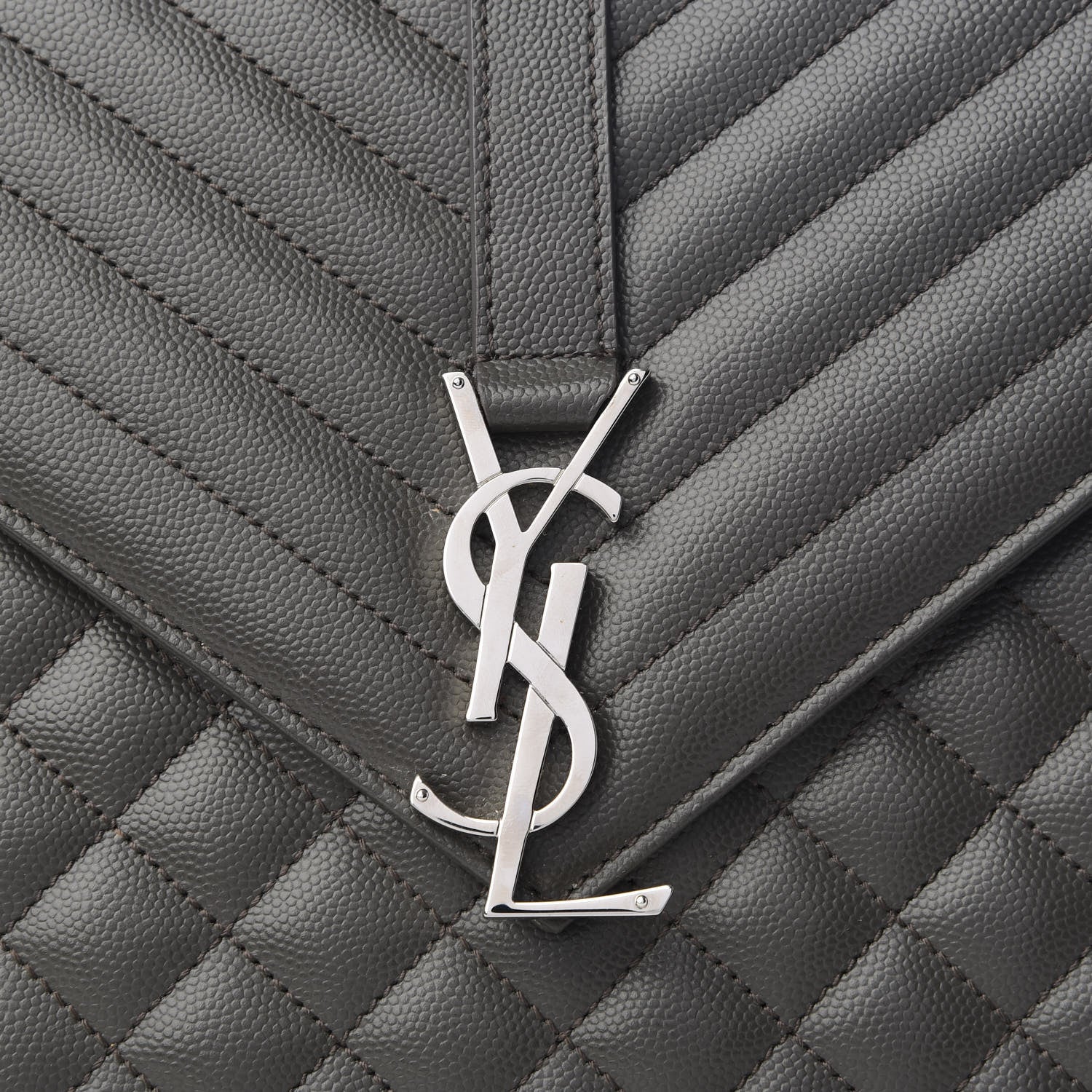 Saint Laurent Grain De Poudre Textured Mixed Matelasse Large Triquilt Monogram Satchel Earth 8 of 8
