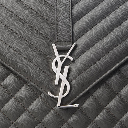 Saint Laurent Grain De Poudre Textured Mixed Matelasse Large Triquilt Monogram Satchel Earth 8 of 8