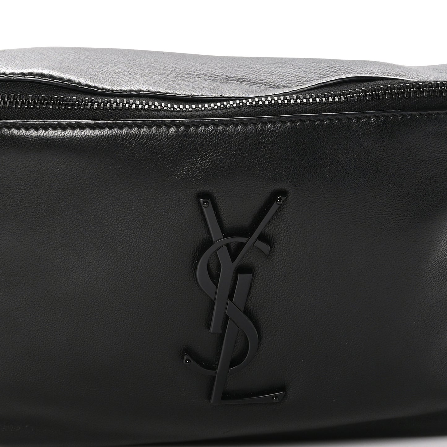Calfskin Crocodile Embossed Monogram Belt Bag Black