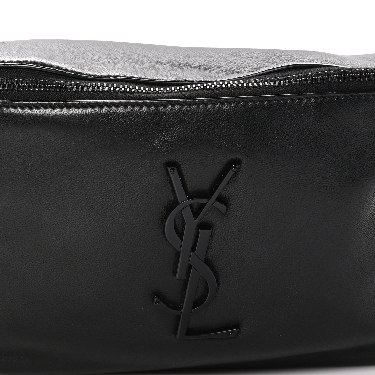 Saint Laurent Calfskin Crocodile Embossed Monogram Belt Bag Black 8 of 11