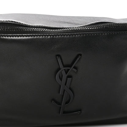 Saint Laurent Calfskin Crocodile Embossed Monogram Belt Bag Black 8 of 11