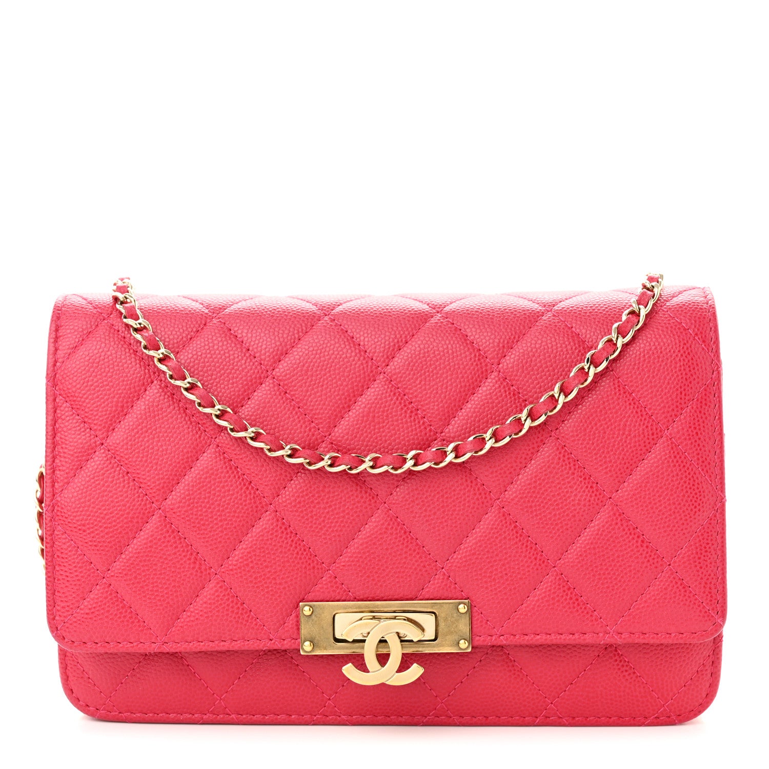 Chanel Caviar Quilted Golden Class Wallet On Chain WOC Fuchsia 1 of 10