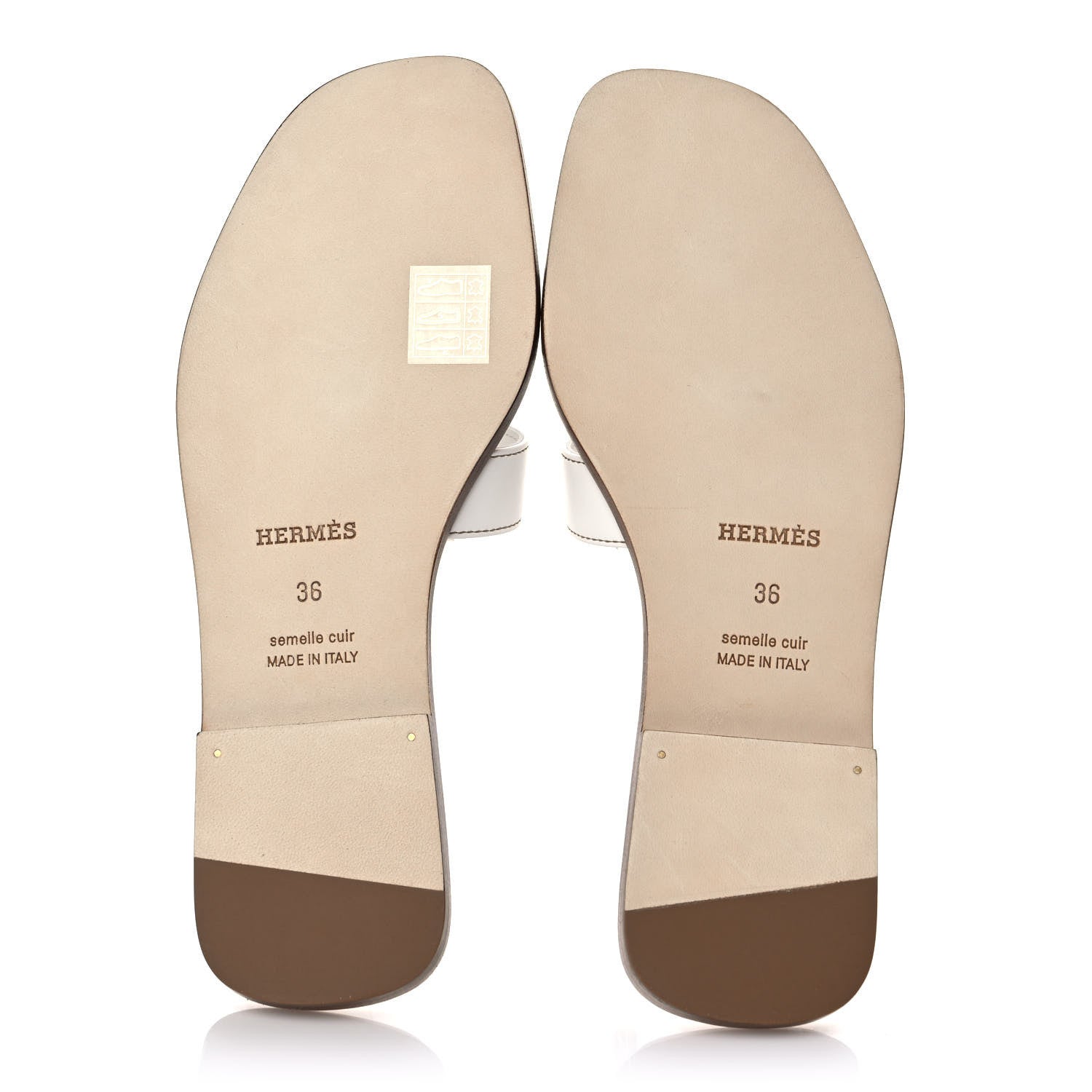 Hermes Box Calfskin Oran Sandals 36 White 5 of 9