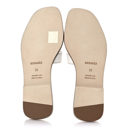 Hermes Box Calfskin Oran Sandals 36 White 5 of 9