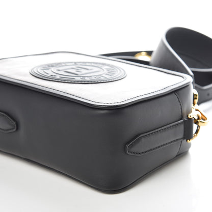 Fendi Glazed Fabric Vitello Century F is Fendi FF 1974 Stamp Patch Camera Case Mogano Panna Black 9 of 9
