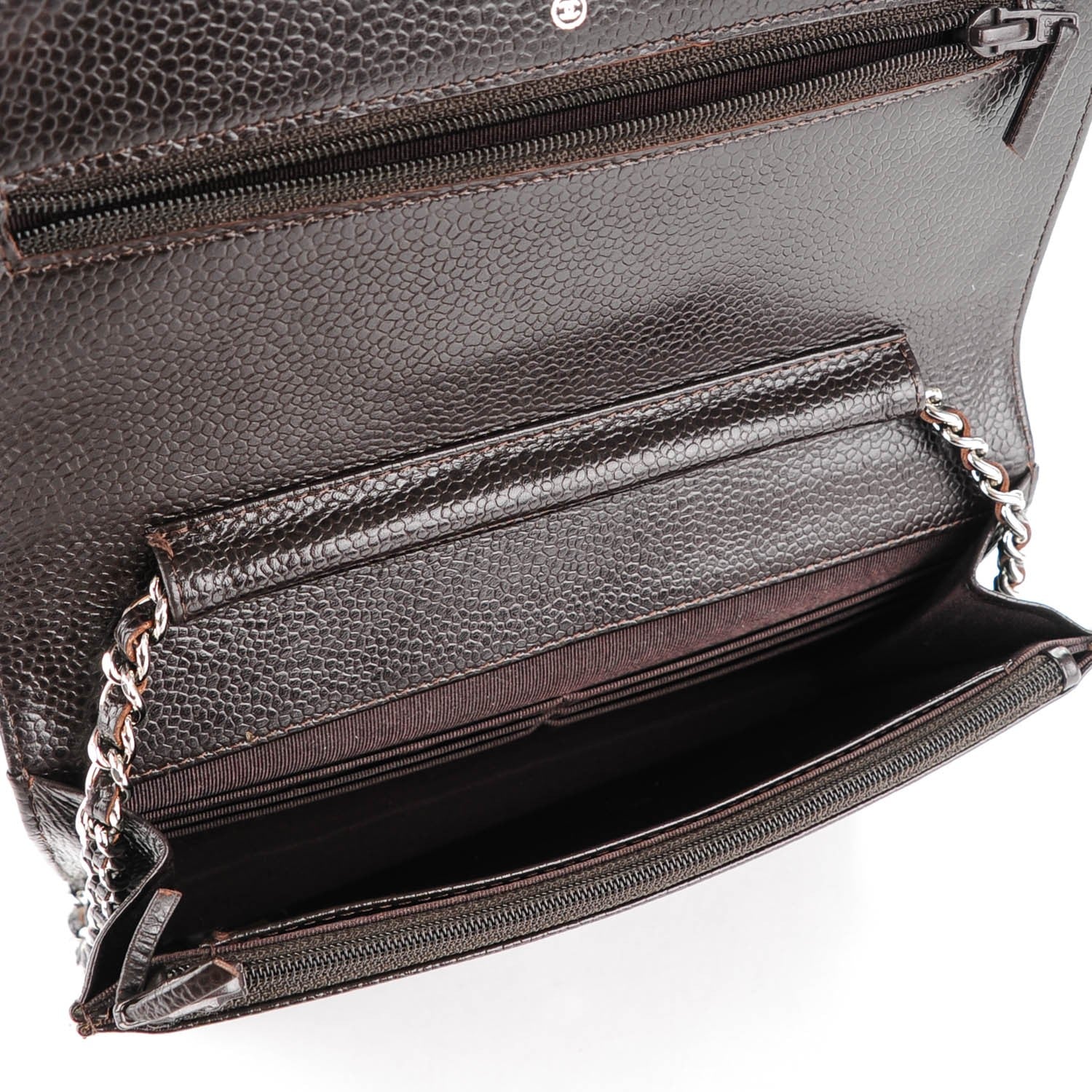 Chanel Caviar Timeless CC Wallet On Chain WOC Dark Brown 5 of 9