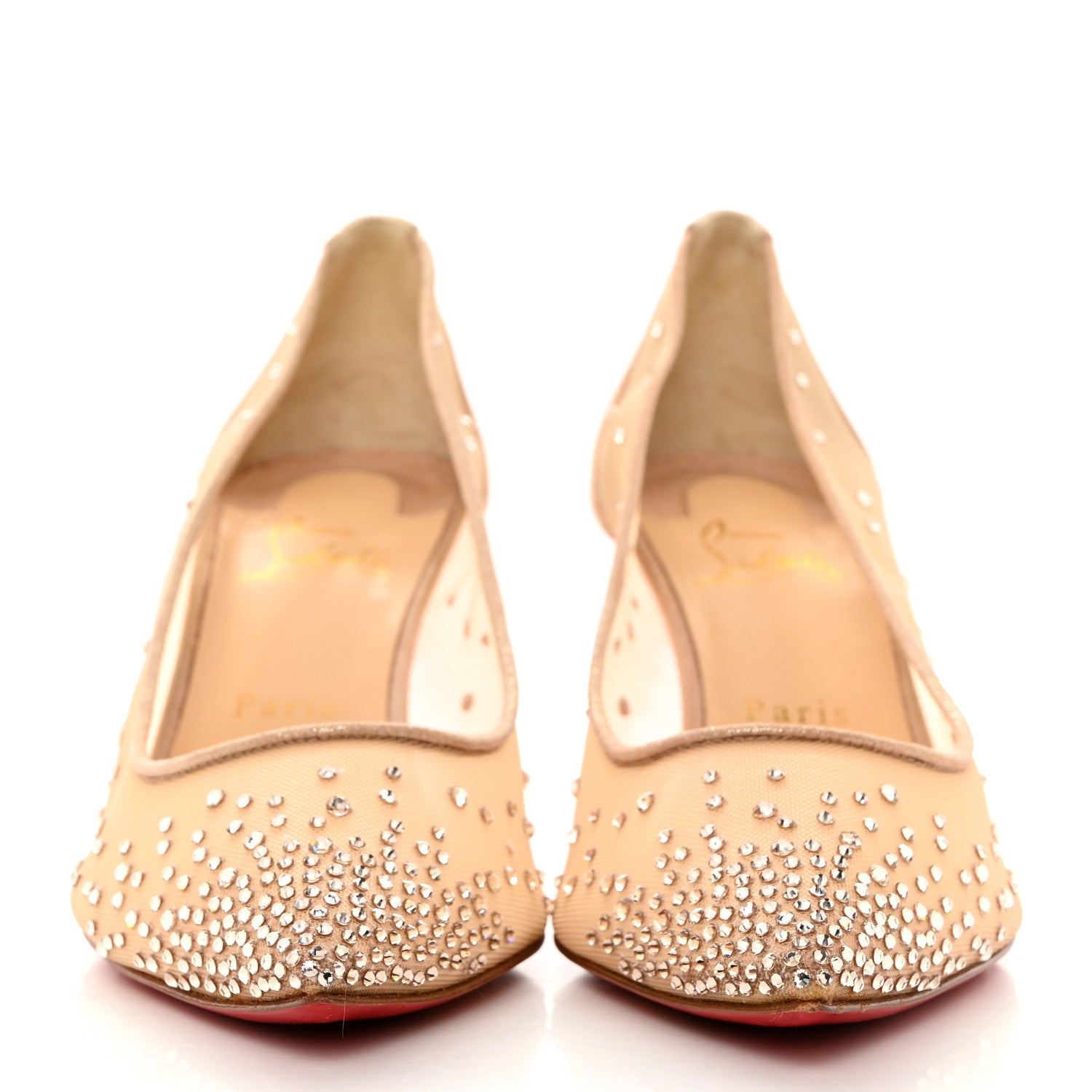 Christian Louboutin Suede Lame Crystal Strass Follies 85 Pumps 39.5 Light Silk 2 of 9