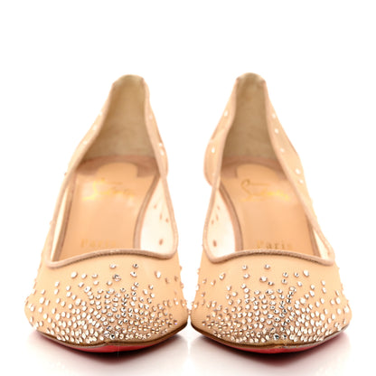 Christian Louboutin Suede Lame Crystal Strass Follies 85 Pumps 39.5 Light Silk 2 of 9