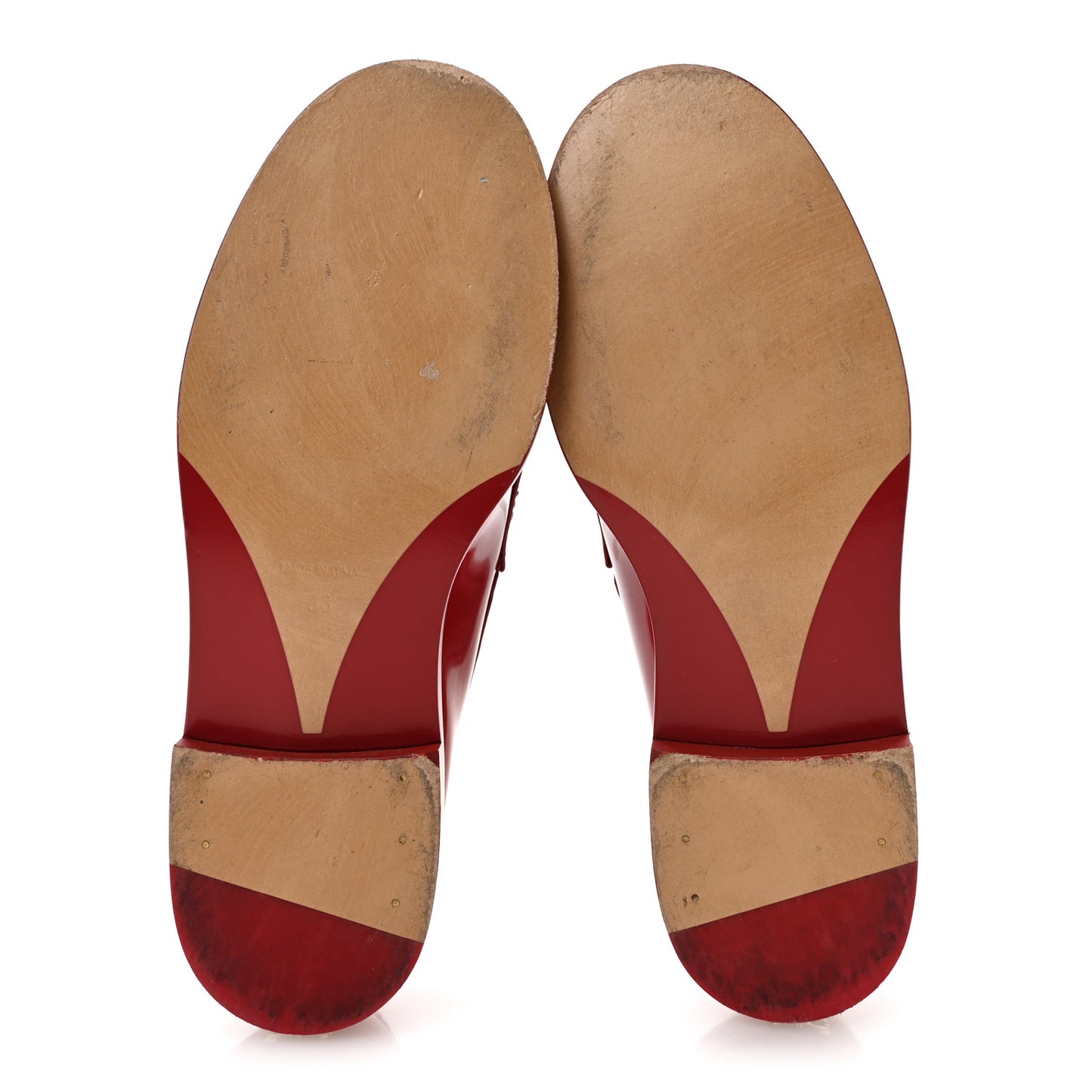 Shiny Calfskin Logo Loafers 38 Red