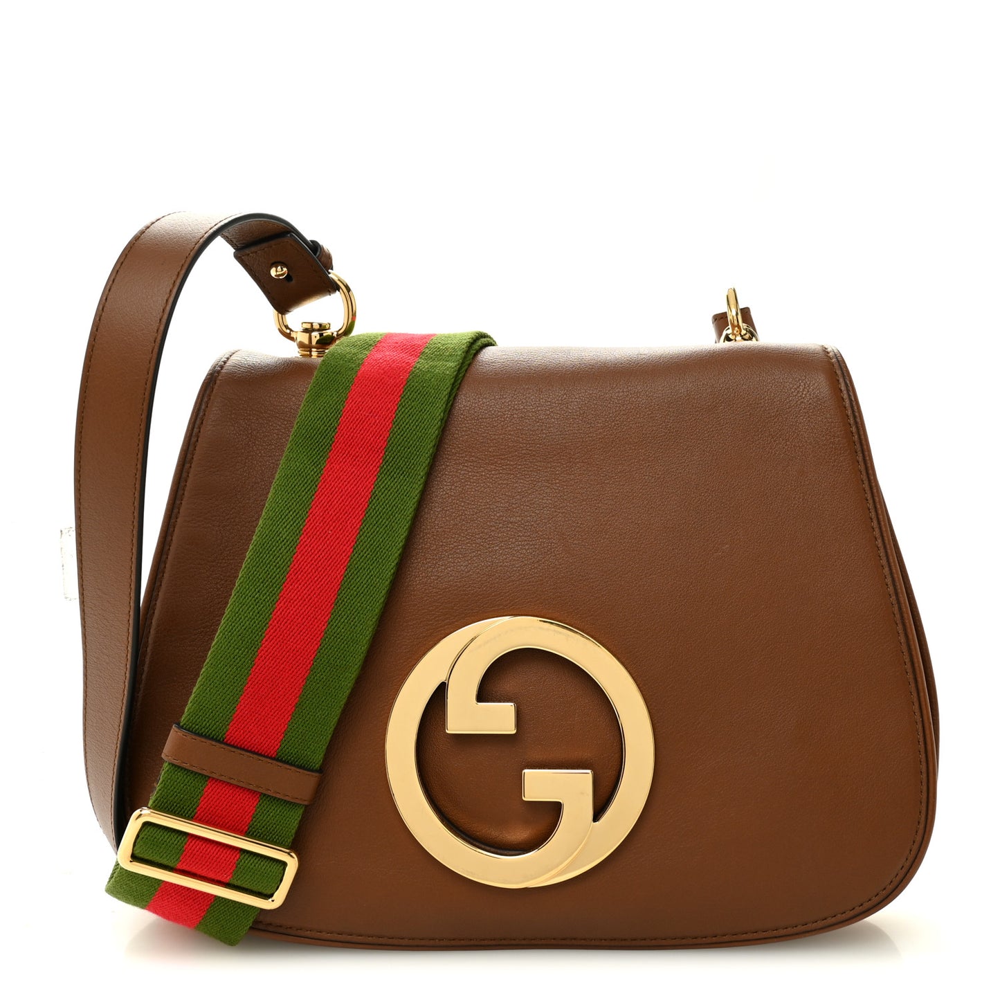 Roxy Calfskin Web Medium Blondie Shoulder Flap Bag Cuir