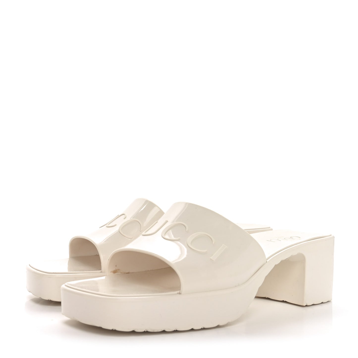 Rubber Gucci Logo Womens Platform 20/60mm Slide Sandals 37 Mystic White