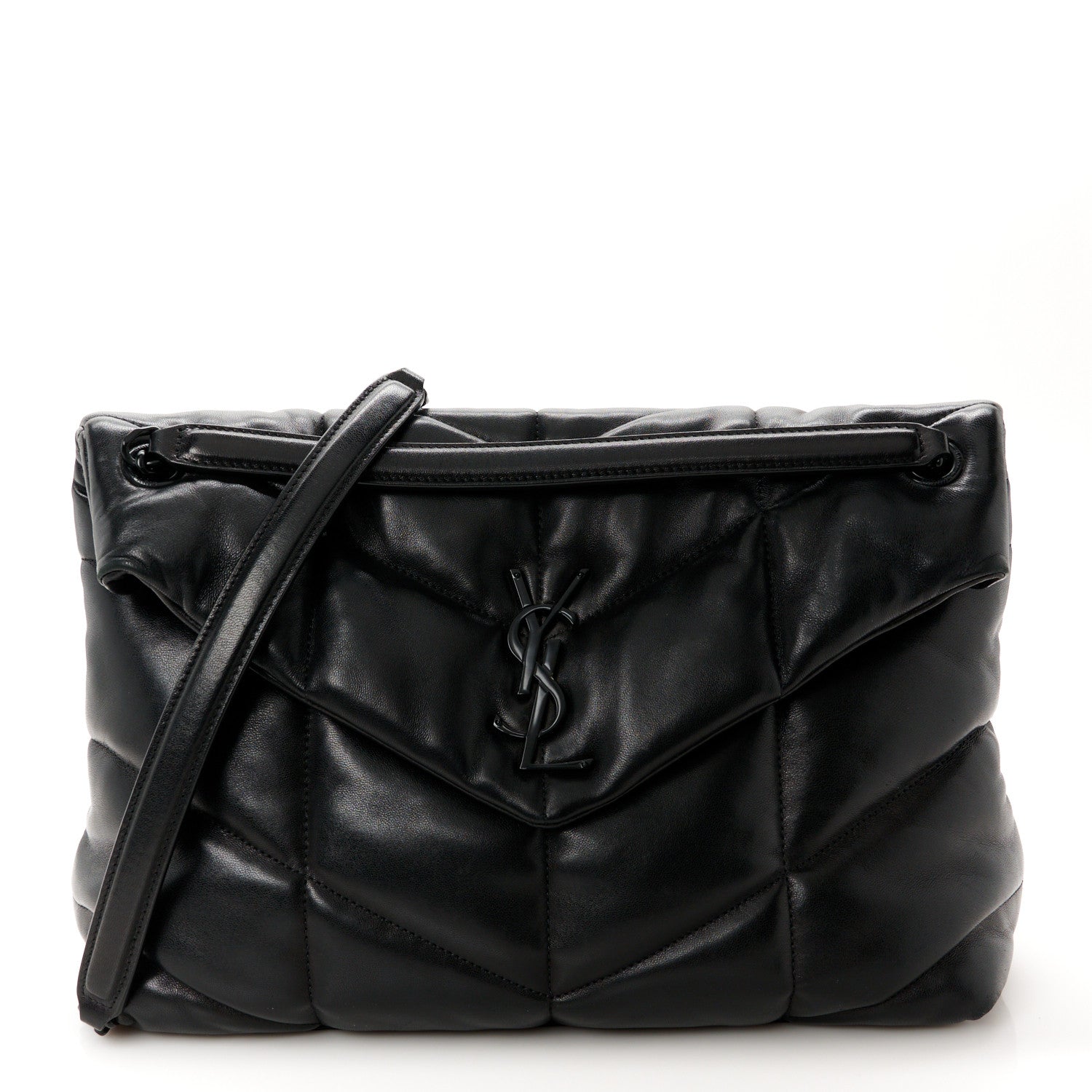 Saint Laurent Lambskin Quilted Monogram Monochrome Medium Loulou Puffer Chain Satchel Black 1 of 11