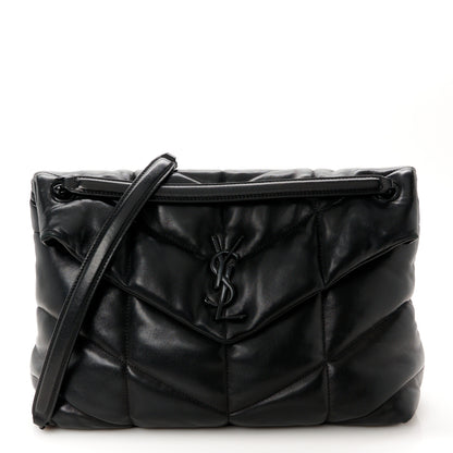 Saint Laurent Lambskin Quilted Monogram Monochrome Medium Loulou Puffer Chain Satchel Black 1 of 11