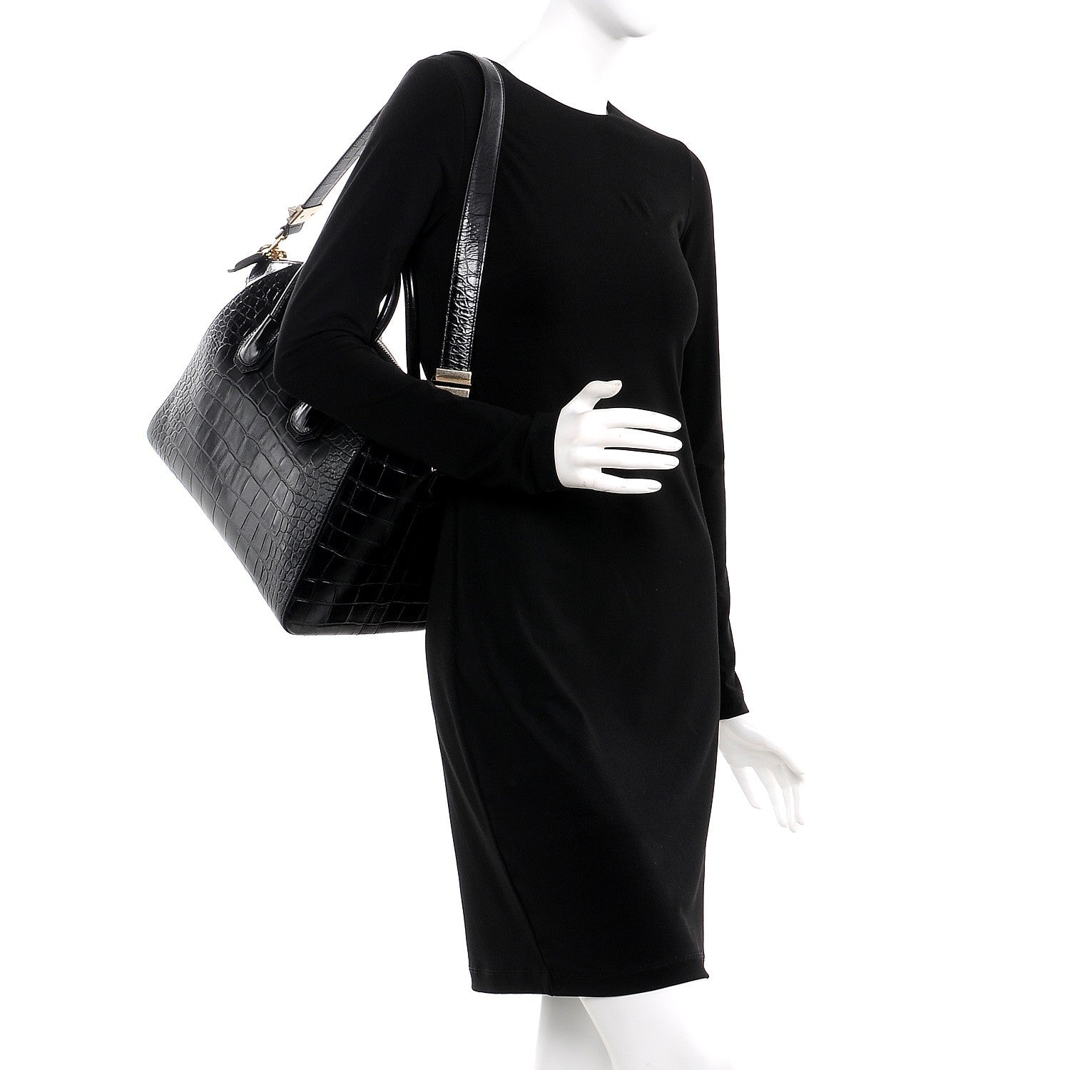 Givenchy Calfskin Crocodile Embossed Medium Antigona Black 2 of 8