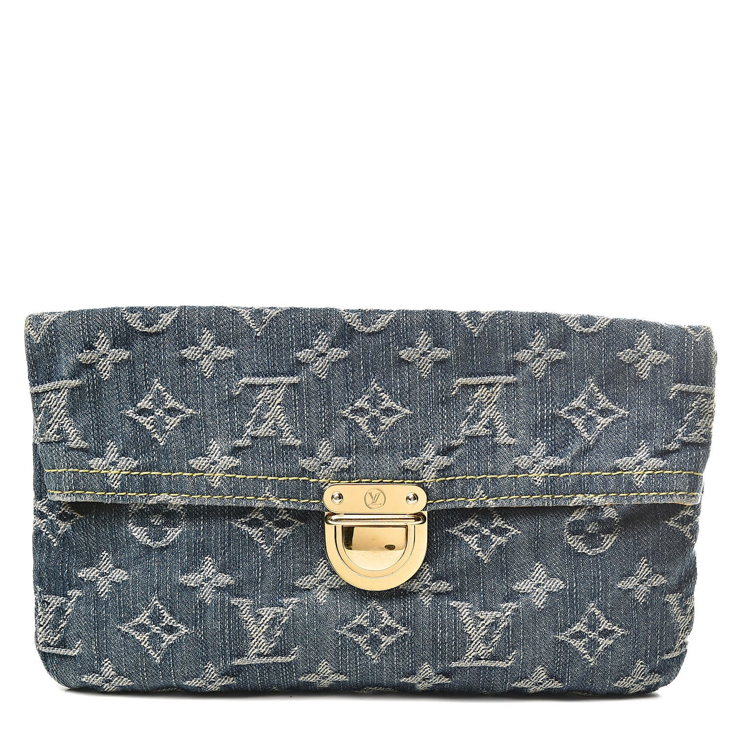 Monogram Denim Pochette Plat Clutch Blue