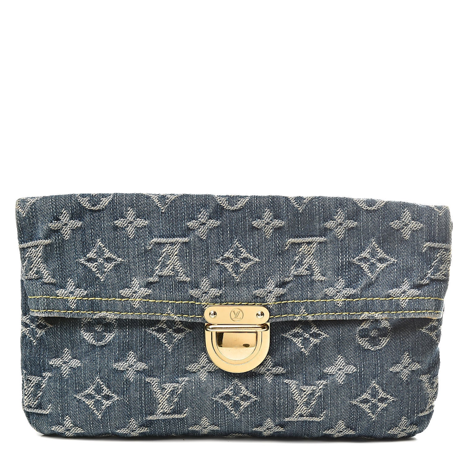 Louis Vuitton Monogram Denim Pochette Plat Clutch Blue 1 of 11