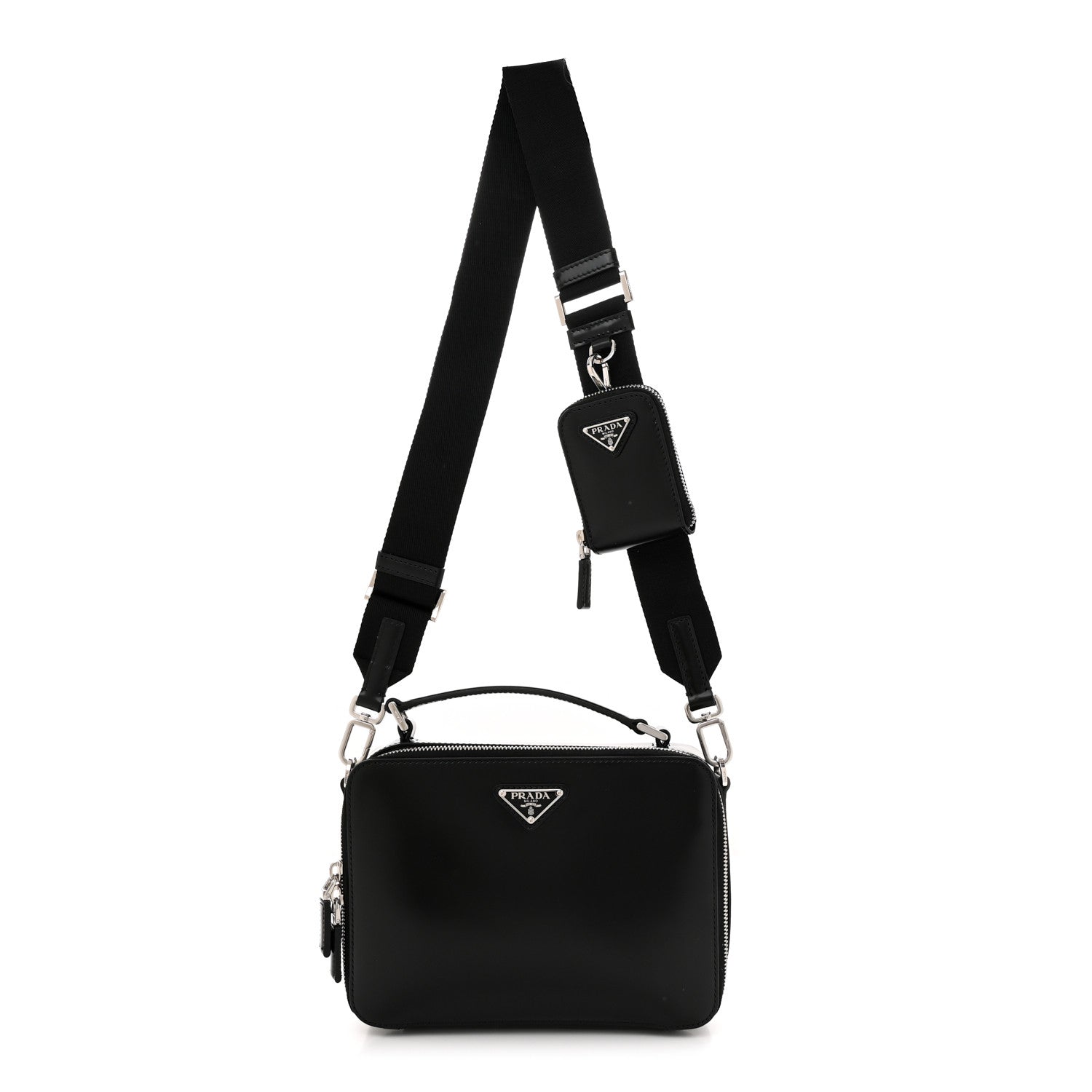 Prada Spazzolato Medium Brique Crossbody Bag Black 1 of 10