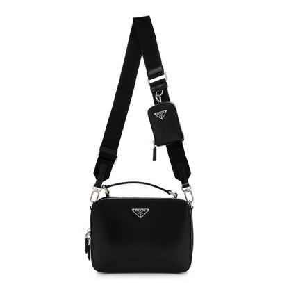 Prada Spazzolato Medium Brique Crossbody Bag Black 1 of 10