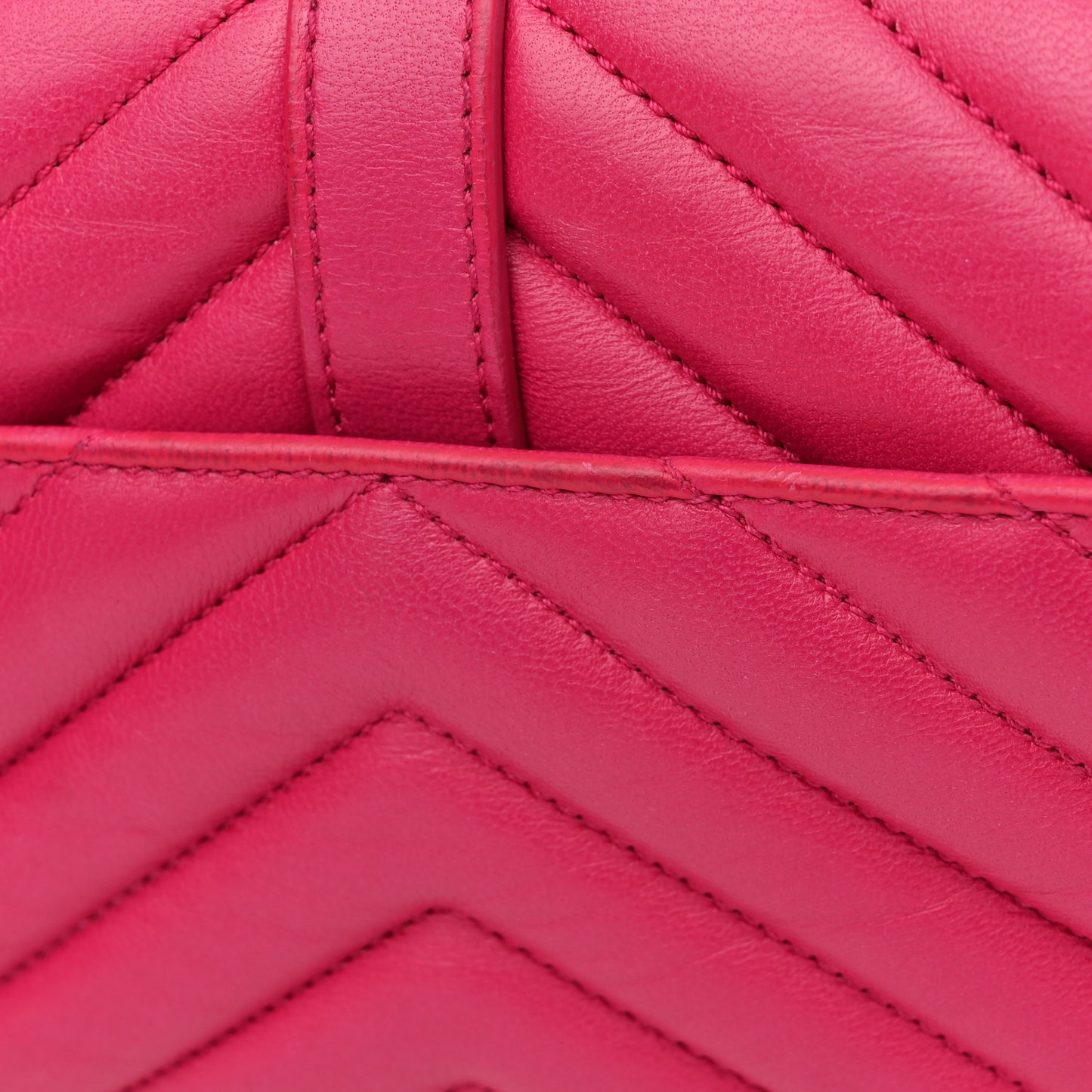 Calfskin Matelasse Chevron Classic Monogram Baby Chain Bag Fuchsia