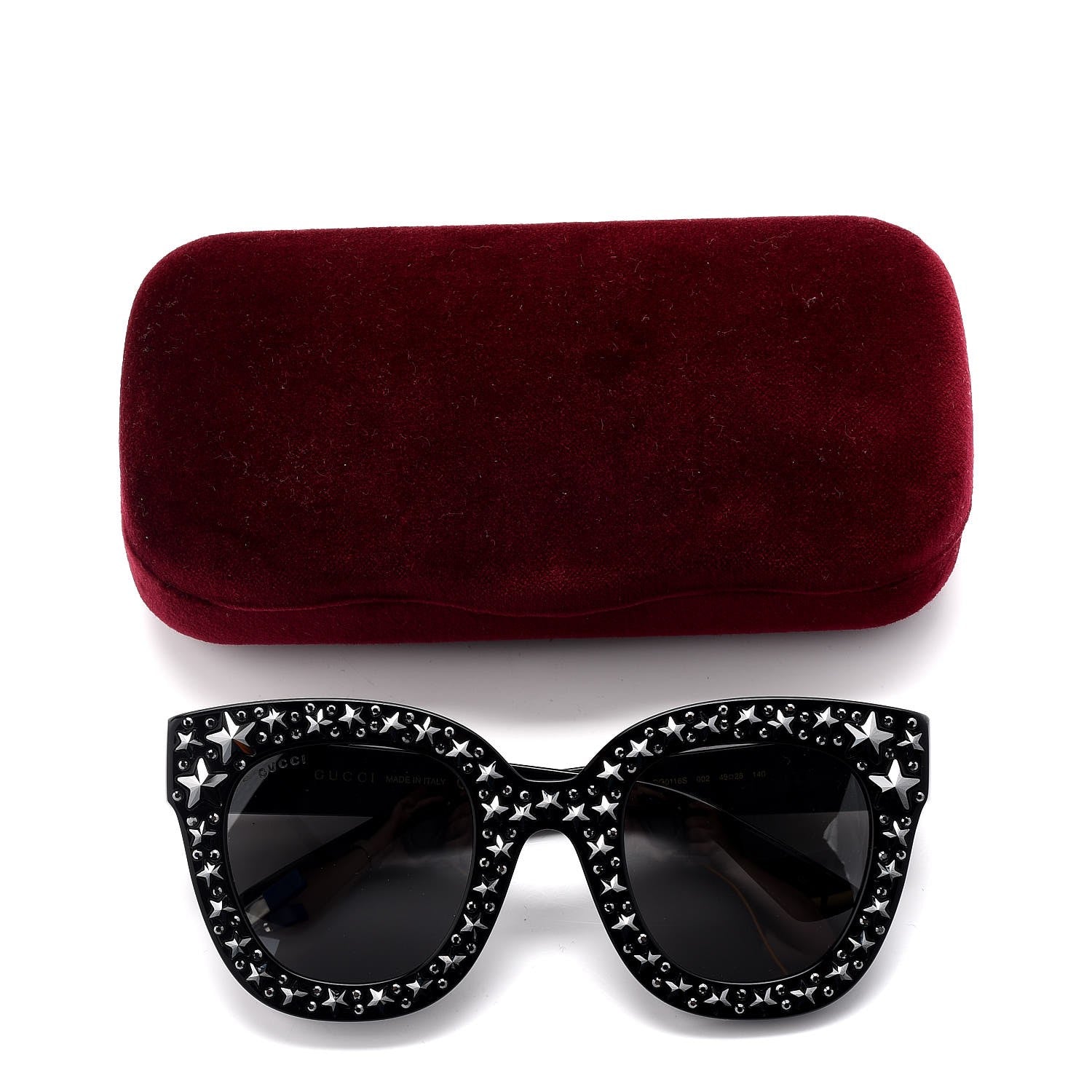 Gucci Acetate Stars Cat Eye Sunglasses GG0116S Black 10 of 10