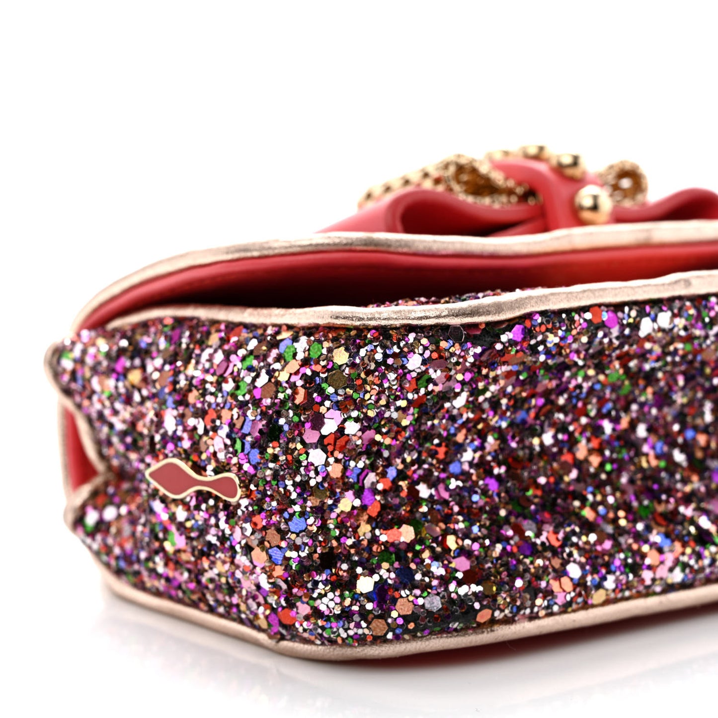 Glitter Calfskin Sweety Charity Crossbody Multicolor Pink