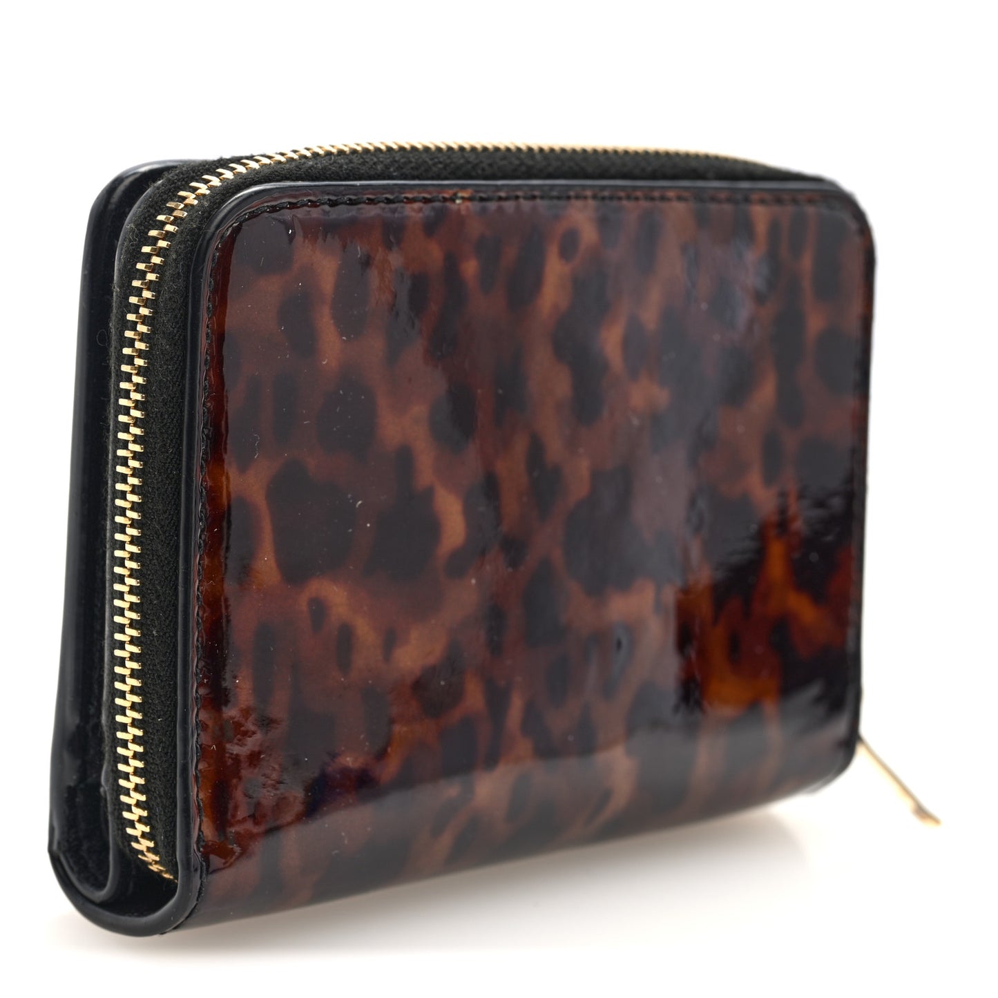 Patent Tartarugato Monogram Compact Wallet Brown