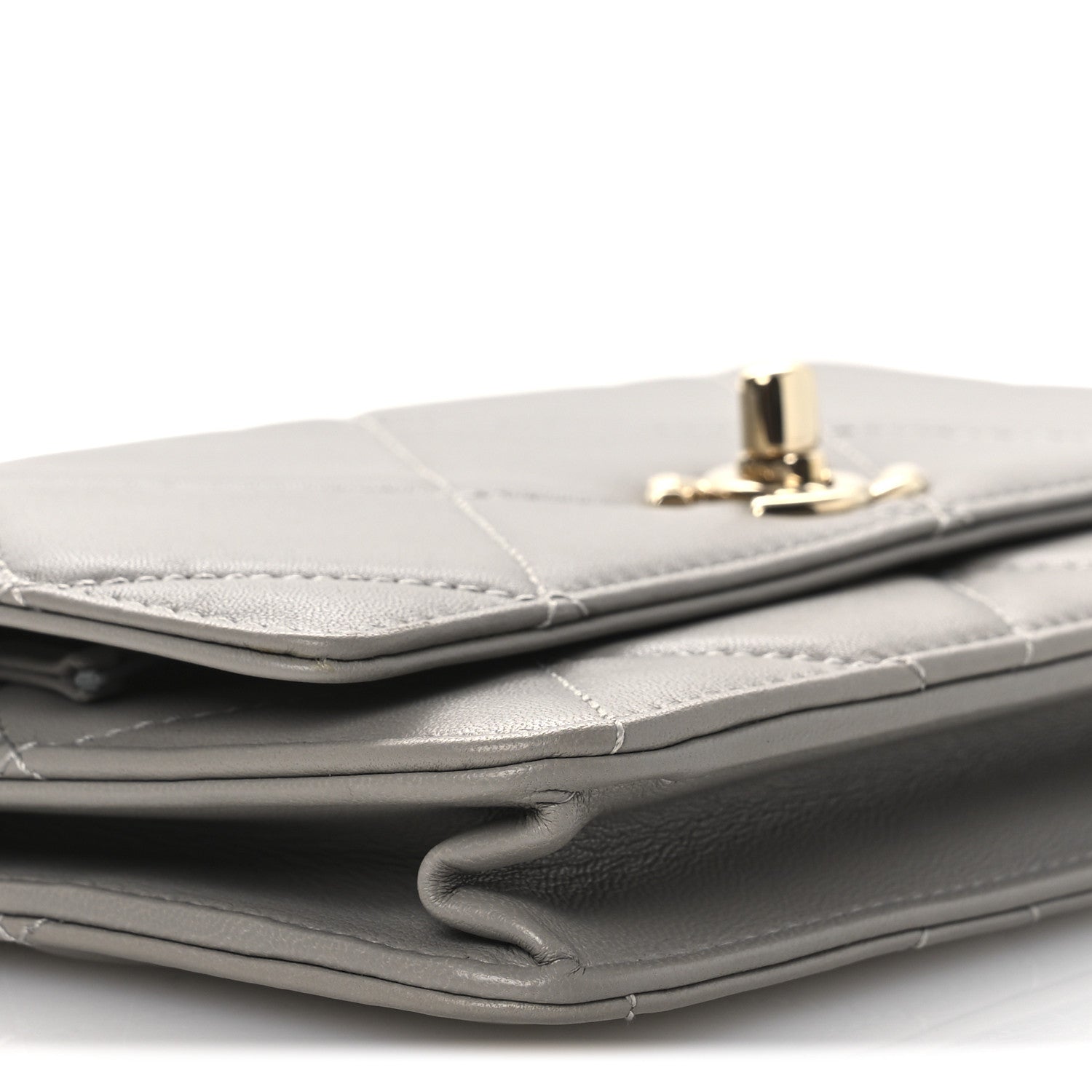 Chanel Lambskin Quilted Trendy CC Wallet On Chain WOC Grey 10 of 13