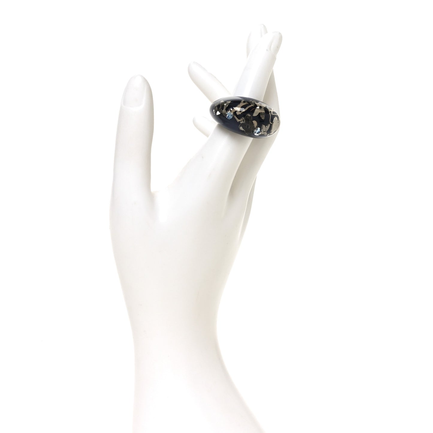Resin Swarovski Crystal Inclusion Ring Large 56 7.5 Blue