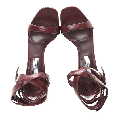 Prada Calfskin Ankle Strap Sandals 37.5 Burgundy 2 of 8