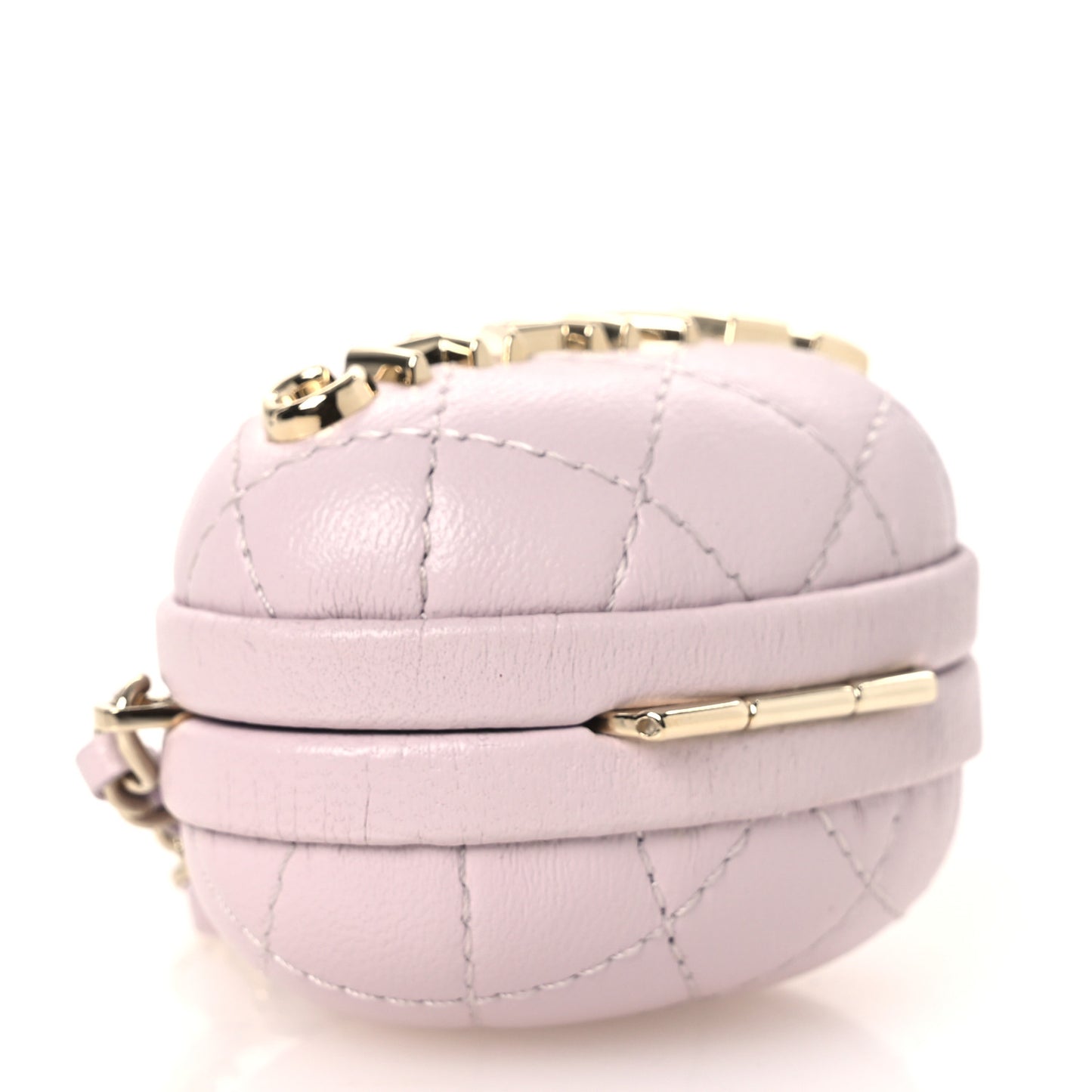 Lambskin Quilted Oval Mini Bag Charm Light Purple