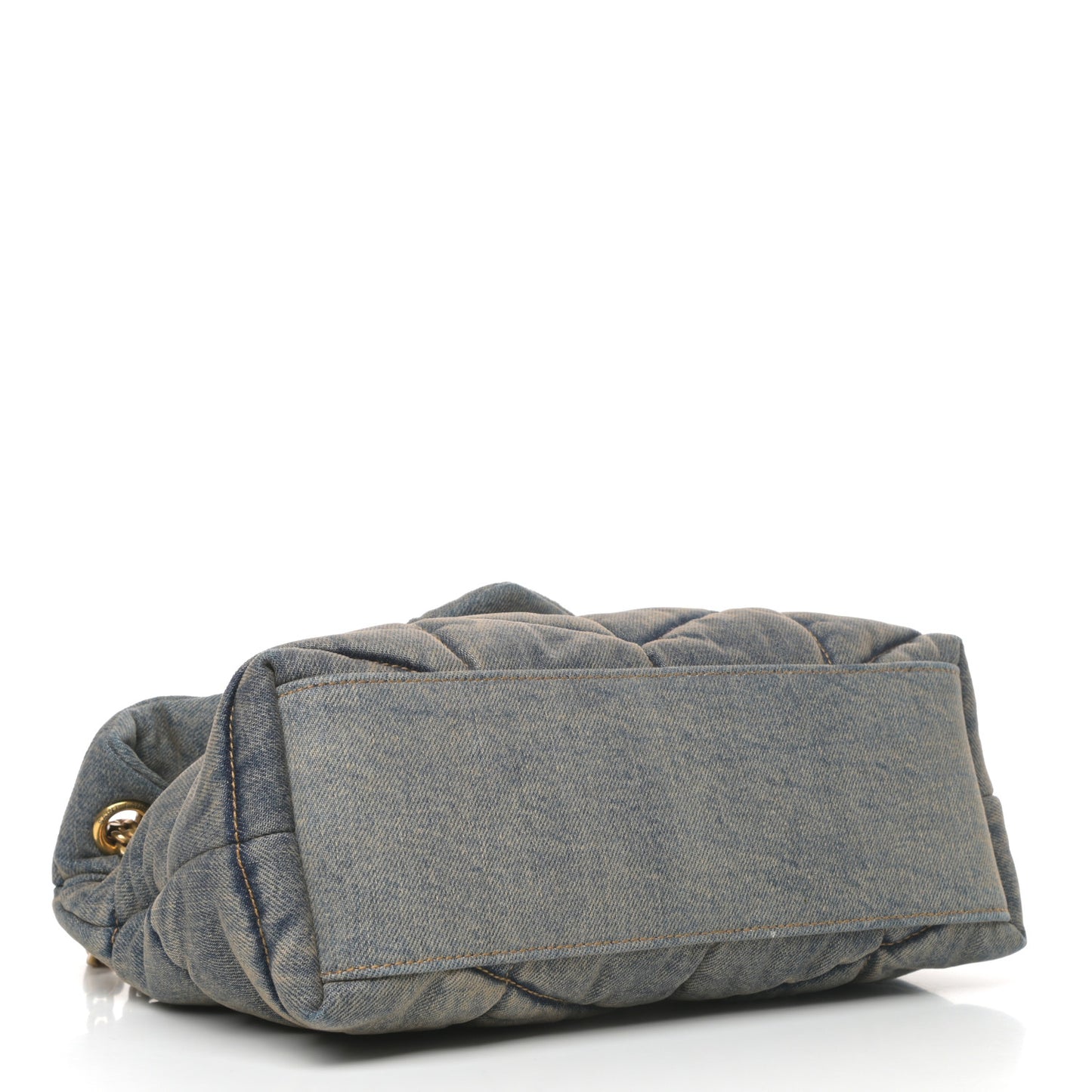 Denim Quilted Small Loulou Puffer Monogram Chain Satchel Blue Cinnamon