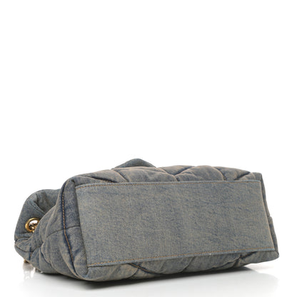 Saint Laurent Denim Quilted Small Loulou Puffer Monogram Chain Satchel Blue Cinnamon 4 of 8