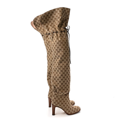 Gucci Monogram Over the Knee Boots 40.5 Beige Ebony 4 of 7