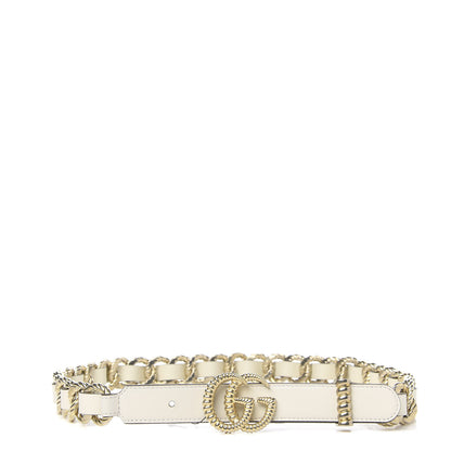 Gucci Calfskin Torchon Double G Chain 25mm Belt 80 32 Mystic White 1 of 3