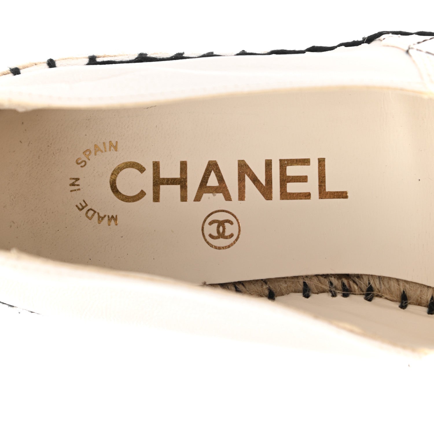 Chanel Lambskin Stitched CC Espadrilles 37 White Black 8 of 14