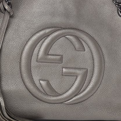 Gucci Metallic Pebbled Calfskin Medium Soho Chain Shoulder Bag Sasso 12 of 12