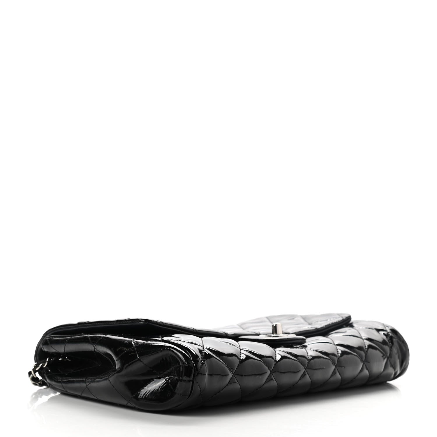 Chanel Patent Quilted Clutch with Chain Flap Black 4 of 9