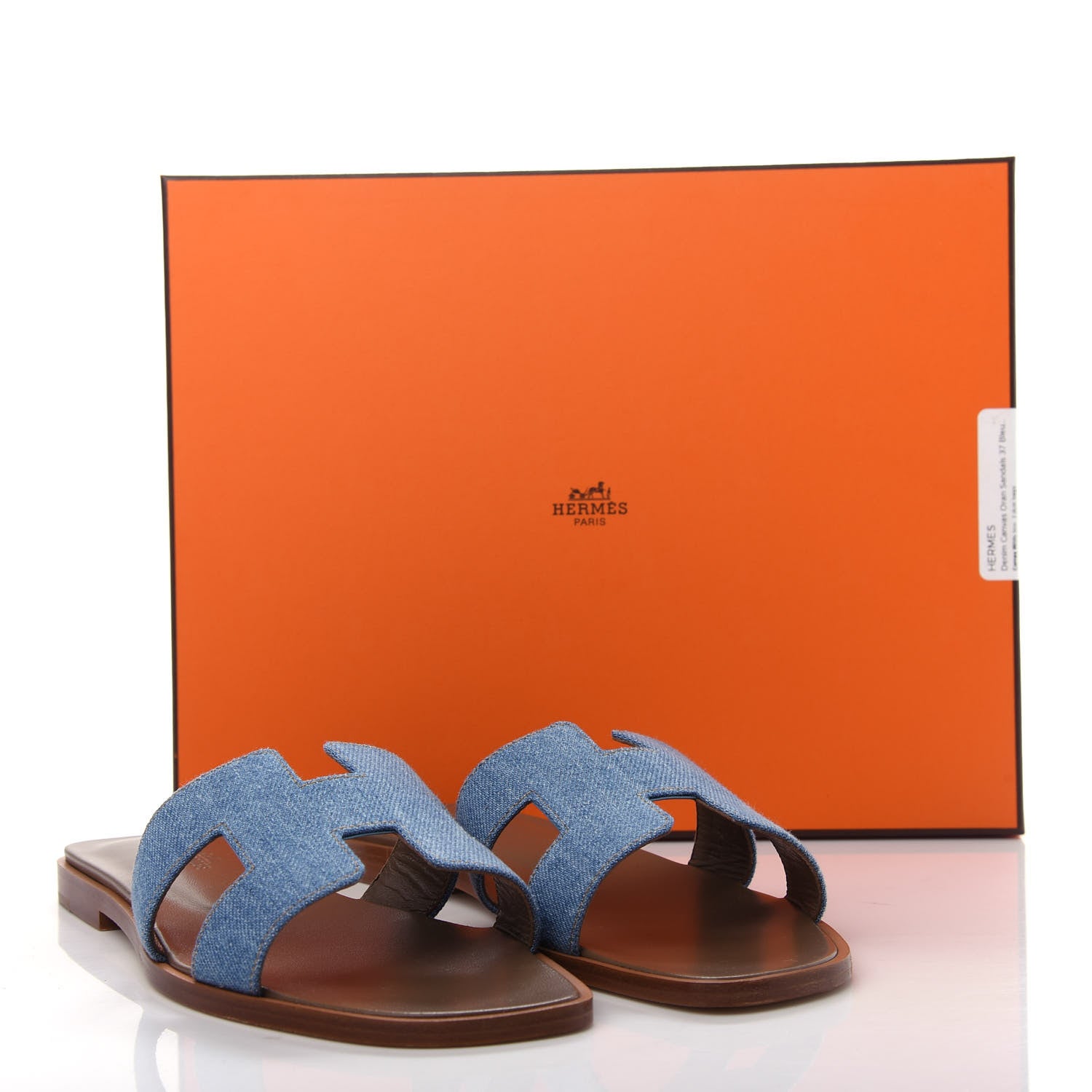 Hermes Denim Canvas Oran Sandals 37 Bleu Clair 11 of 11