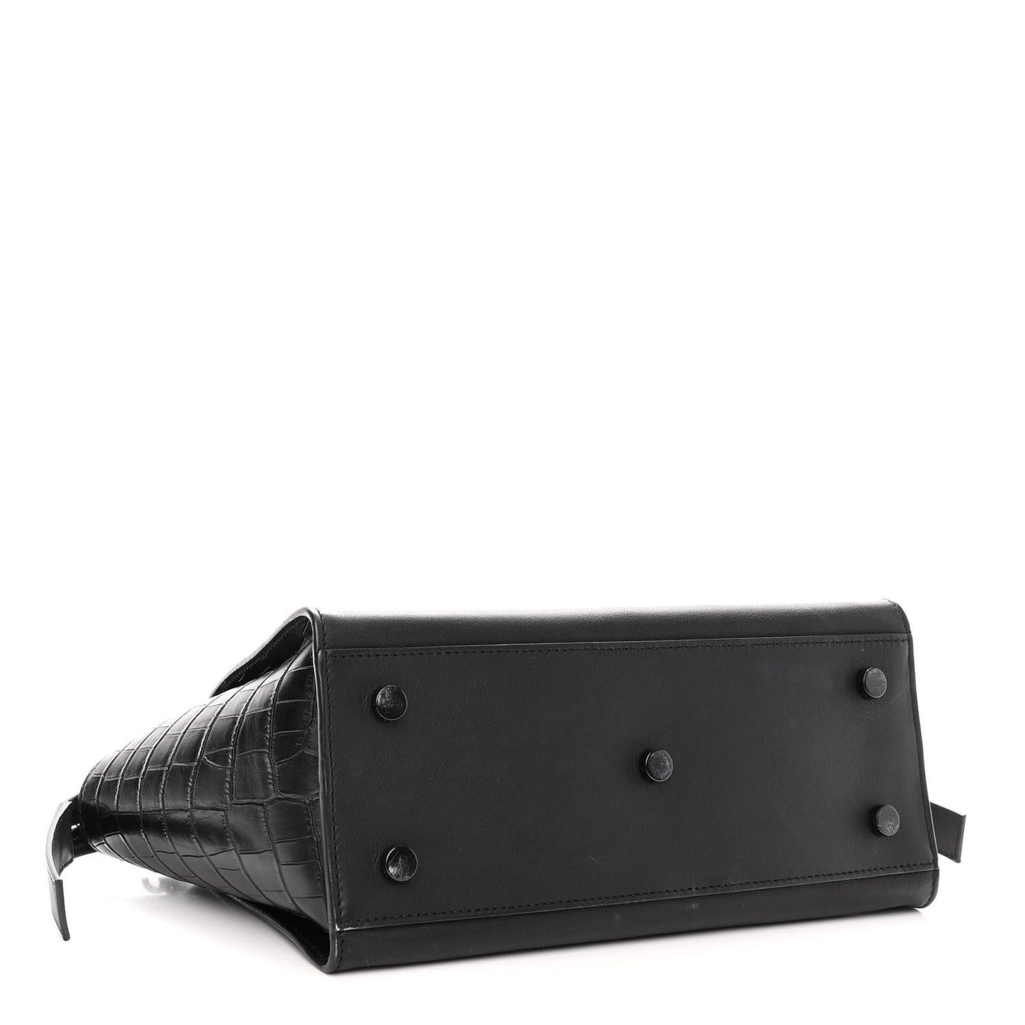 Smooth Calfskin Crocodile Embossed Baby Monogram Downtown Cabas Black